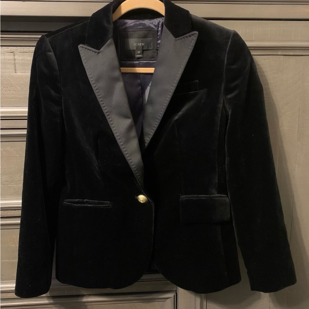 2P J Crew black velvet blazer (Stunning!) Like NEW!